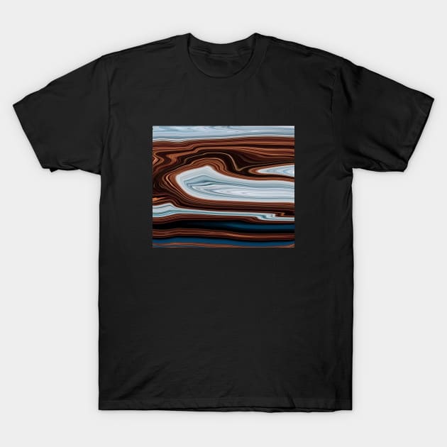 Brown blue liquid Marble color grading pattern T-Shirt by Dolta